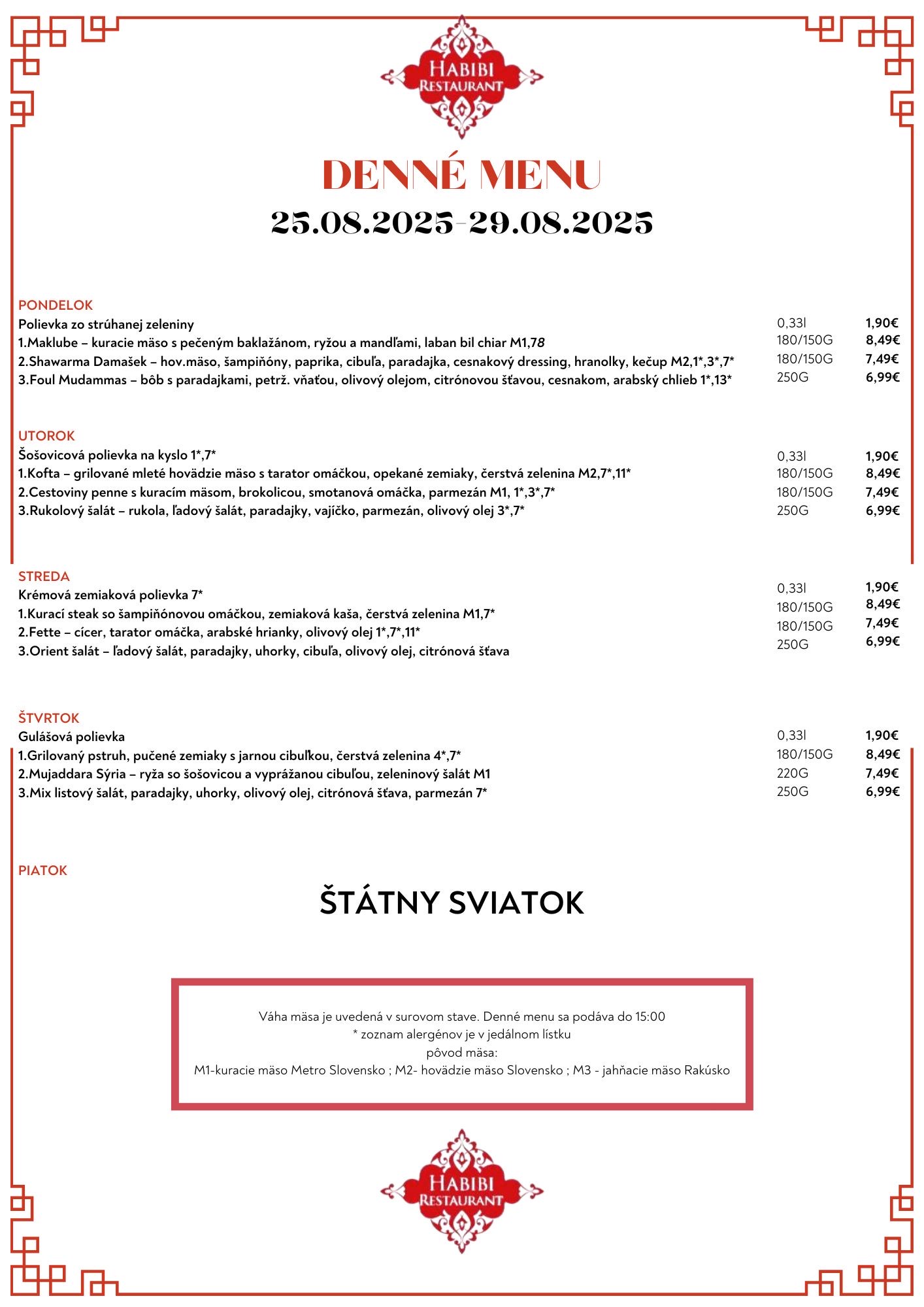 menu