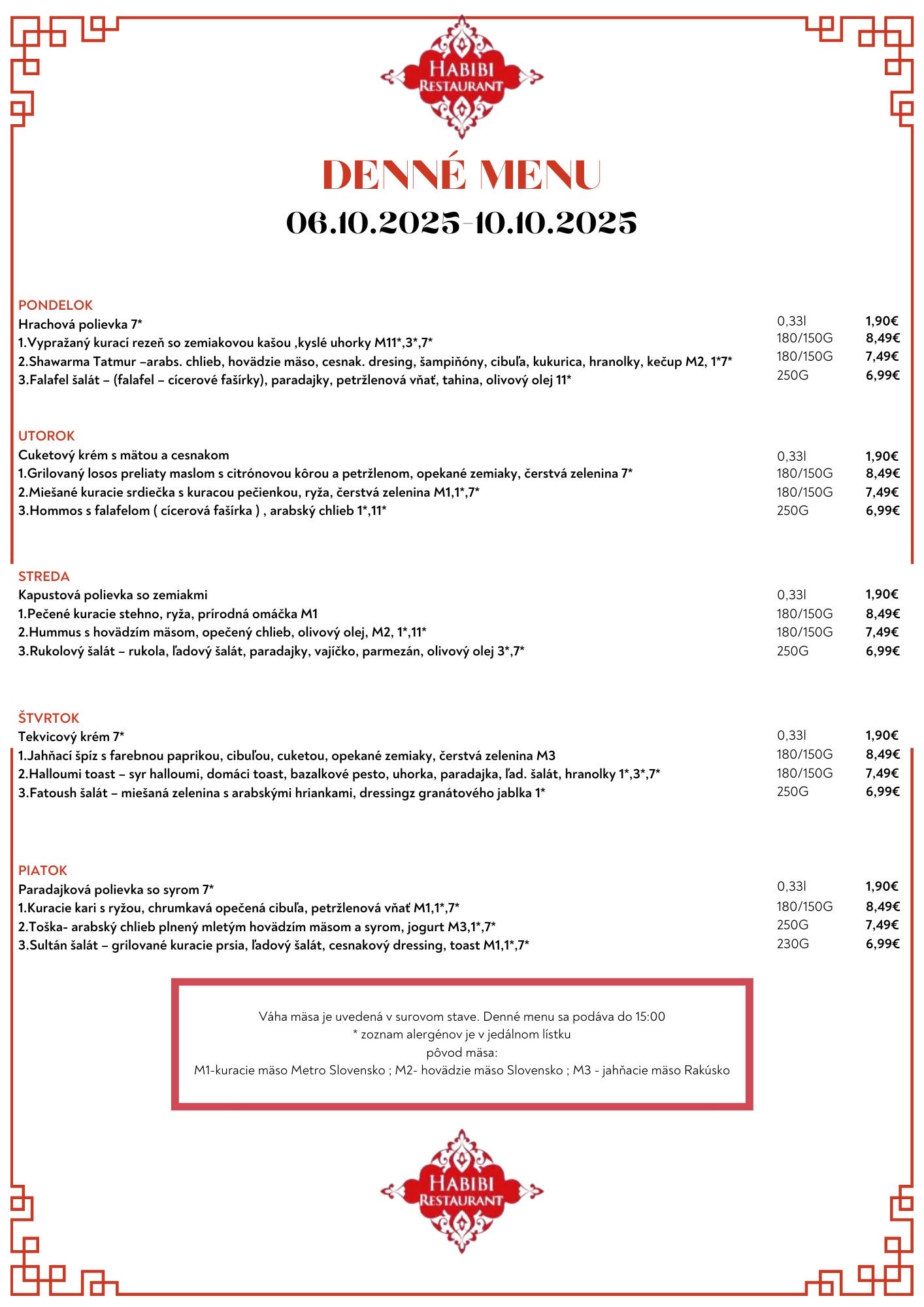 menu