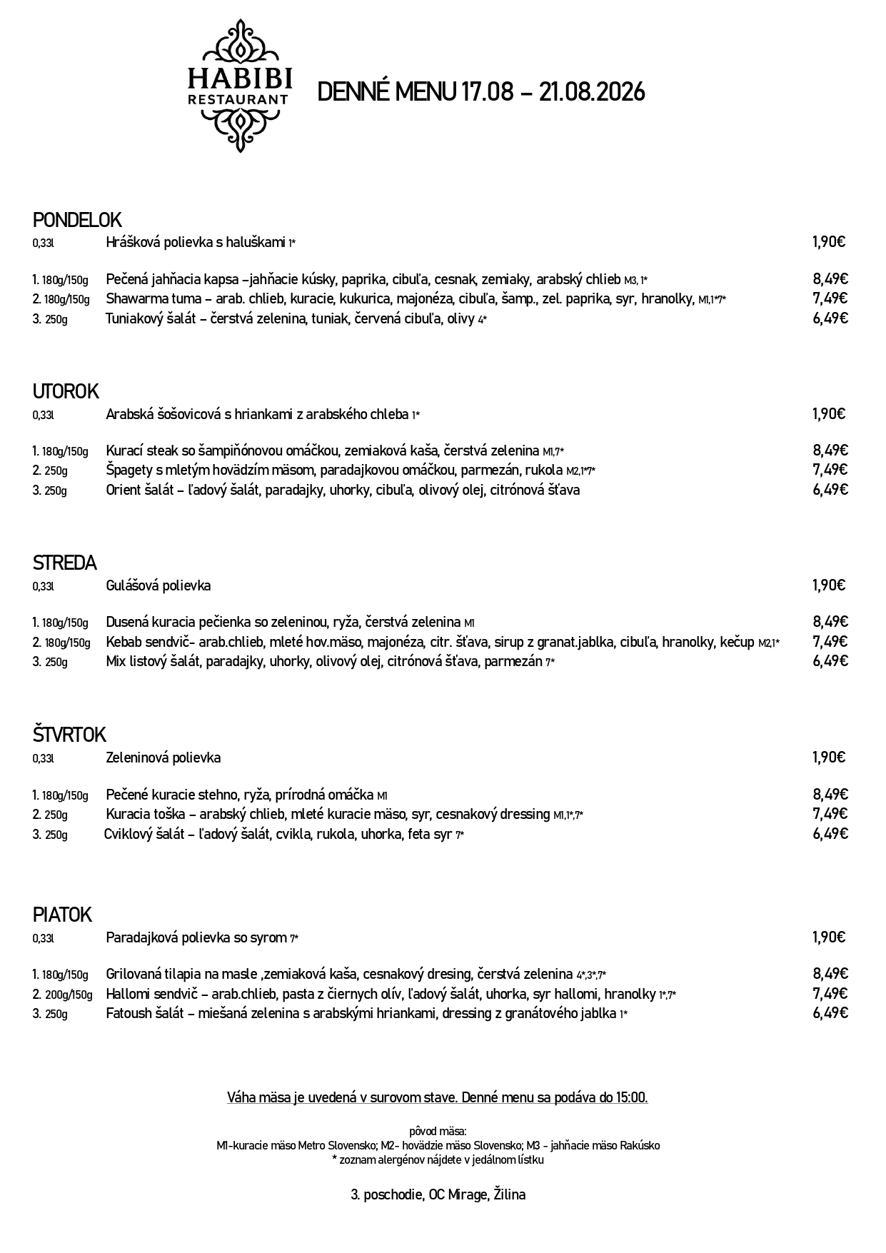 menu